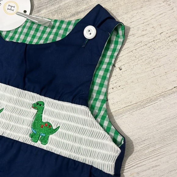 Smocked Dinosaur Baby Romper Size 24 Month. NWT - Picture 5 of 7